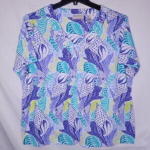 Alfred Dunner Top 1X Seashell Print Knit